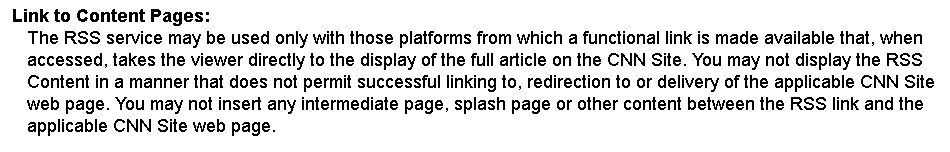 CNN RSS feed link to content pages