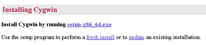 Cygwin installation